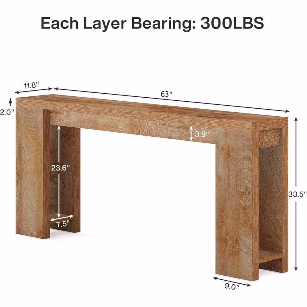 EONLION Rustic Brown Extra Long Narrow Console Table, Width: 100 cm – 2
