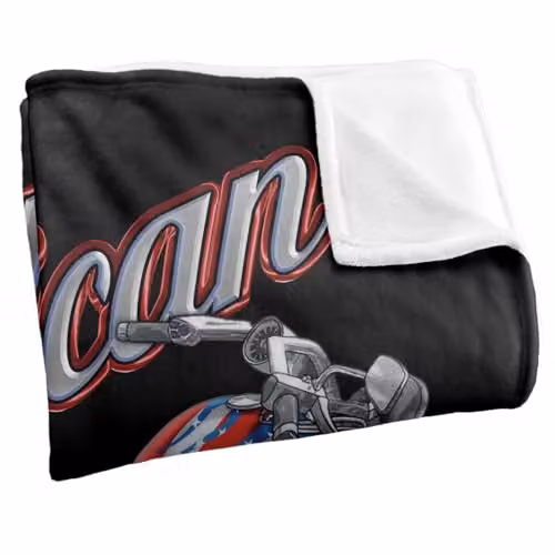 JQ Licensing James Piazza The American Dream Motorcycle Super Soft Fleece Throw Blanket, White, W/D/H: 152 x 127 cm – 2