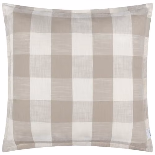Yard Chesil Check Cotton Outdoor Square Cushion in Beige, W/D/H: 50 x 50 x 50 cm