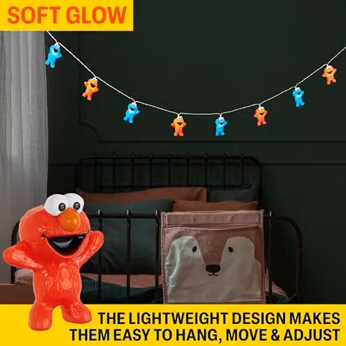 Get Trend Sesame Street 3D LED String Lights with Cookie Monster and Elmo, Battery-Operated Warm White Fairy Lights, Length: 165 cm – 4