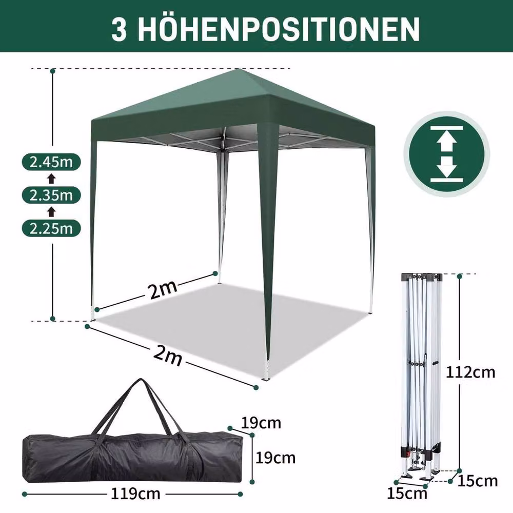 Kelvenix Green Pop Up Gazebo Marquee Garden Party Tent Canopy with Steel Frame – 2