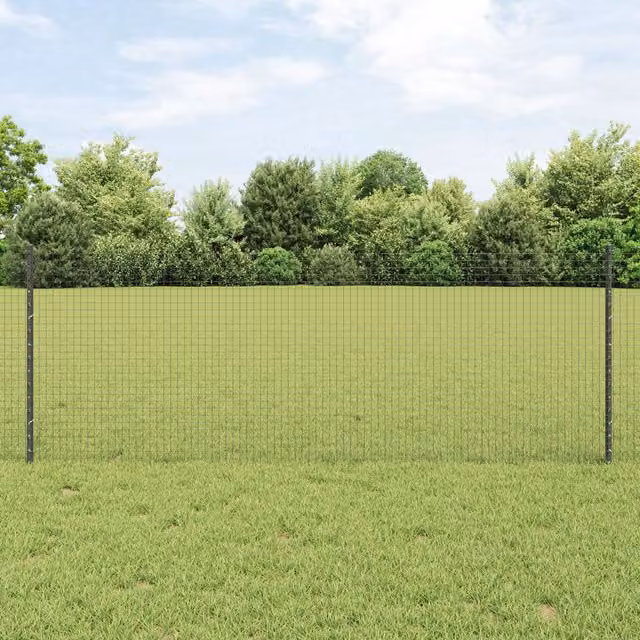Berkfield Home Grey Steel Welded Wire Fence with 11 U-Profile In-Ground Posts