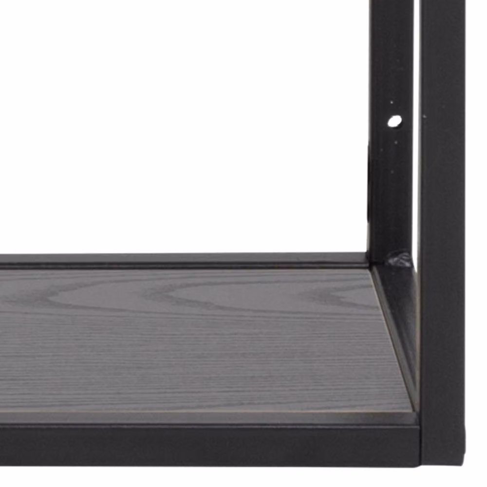 Furniture To Go Seaford Black Metal Wall Mounted Shelf with 3 Ash Shelves – 5
