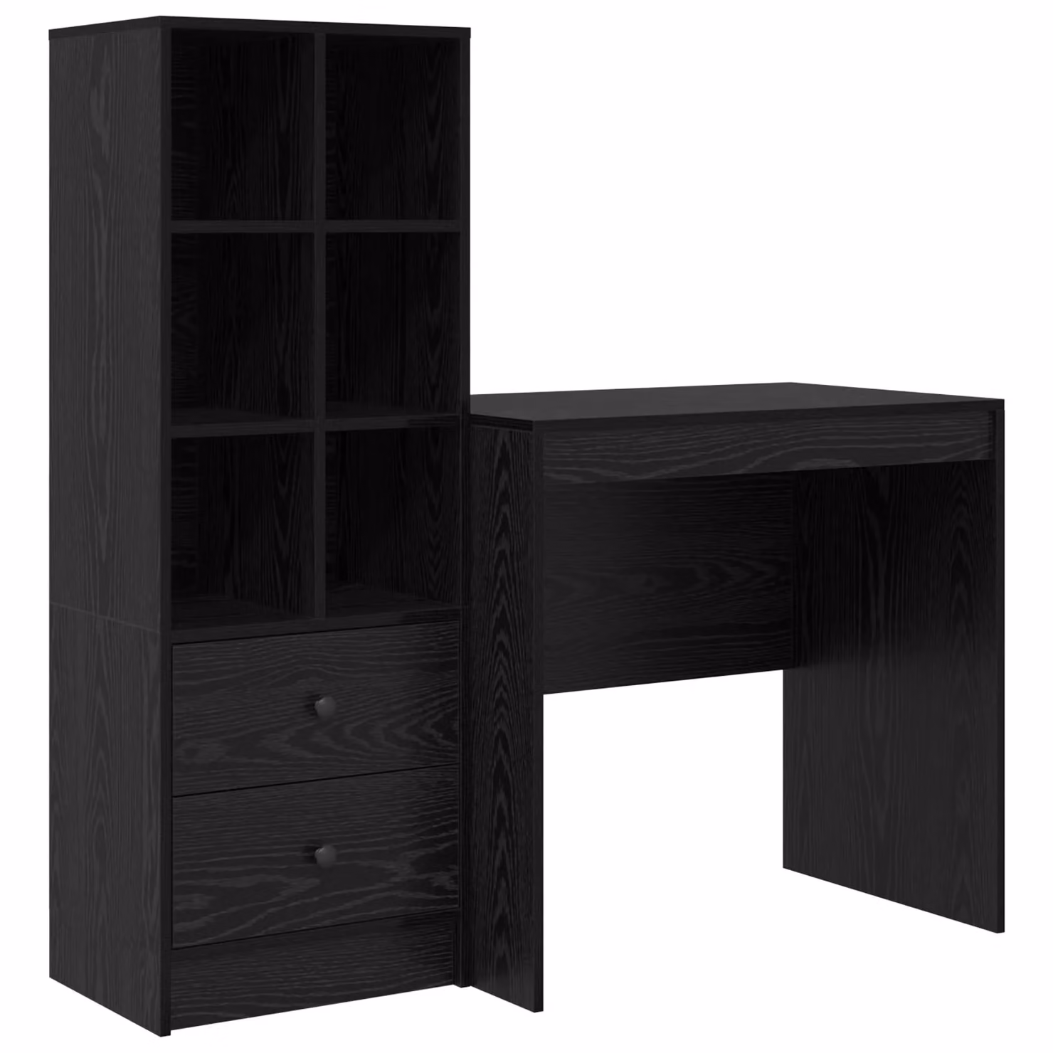 Berkfield Modern Writing Desk with Storage in Black Oak Engineered Wood – 2
