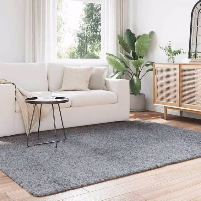 Berkfield Home NAVARRA Shaggy High Pile Rug, Light Grey, W: 160 cm, D: 230 cm – 1