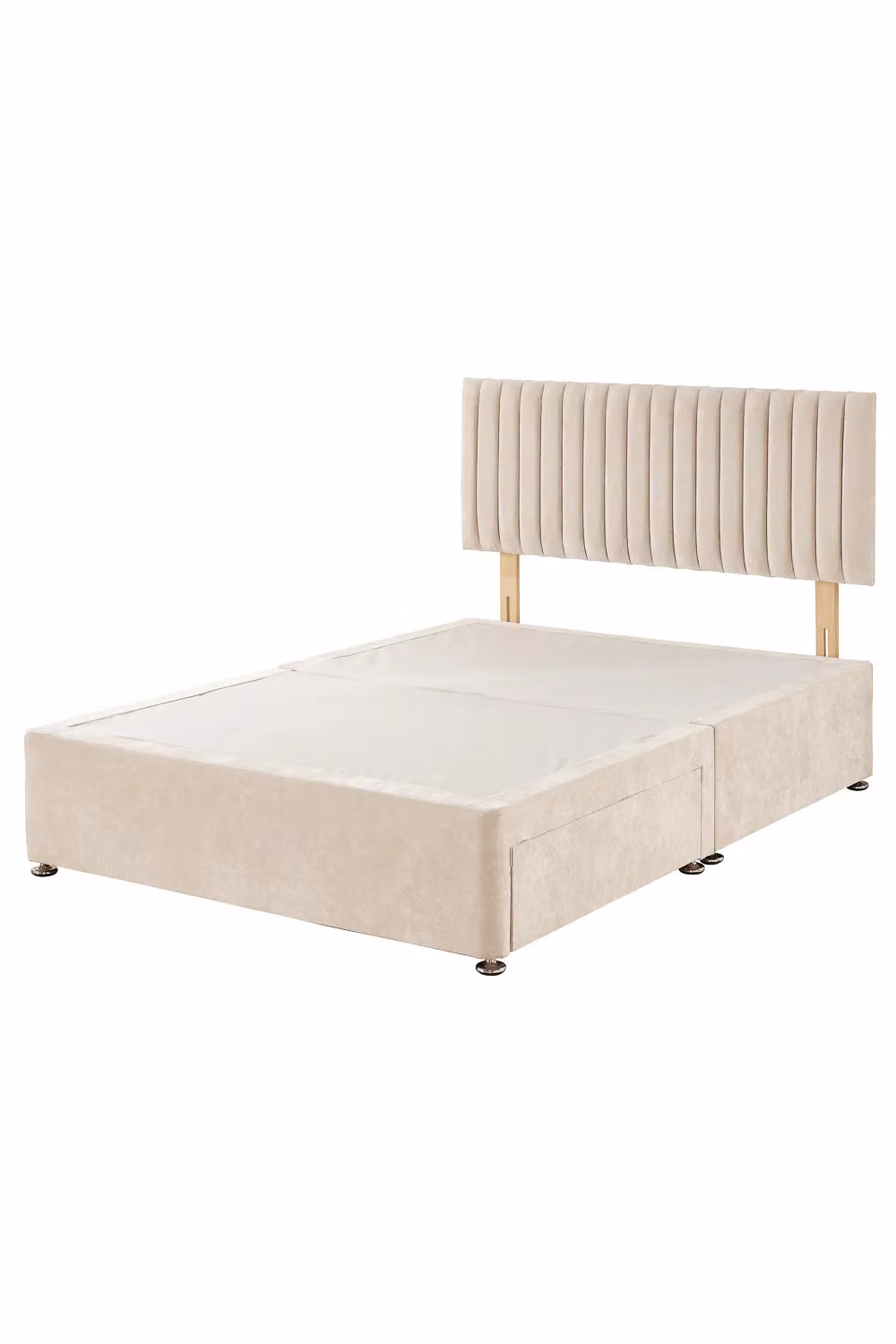 Aspire Grant Divan Bed with Strutted Headboard in Beige Linen Fabric, W/D/H: 120 x 200 cm – 2