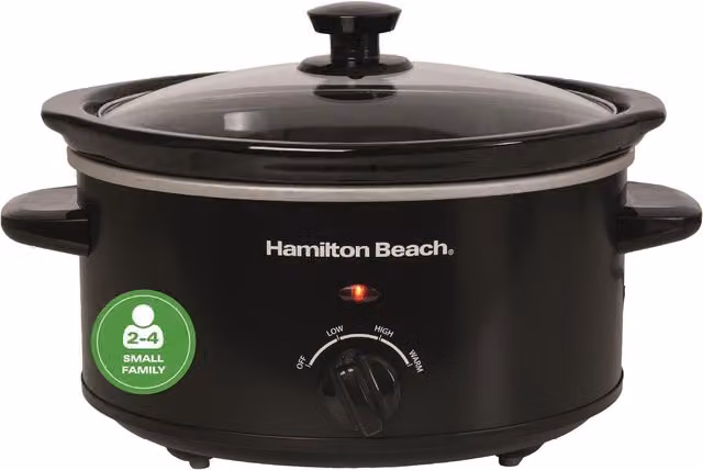 Hamilton Beach Comfort Cook Slow Cooker, 3.5L, Black, 160W with Ceramic Bowl and Keep Warm Function – 8