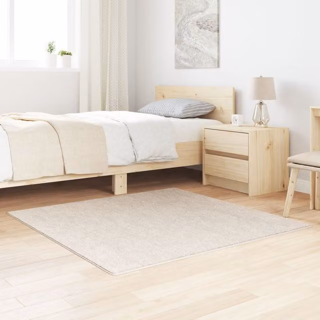 Berkfield Home Modern Square Plain Rug in Beige, 120 x 120 cm