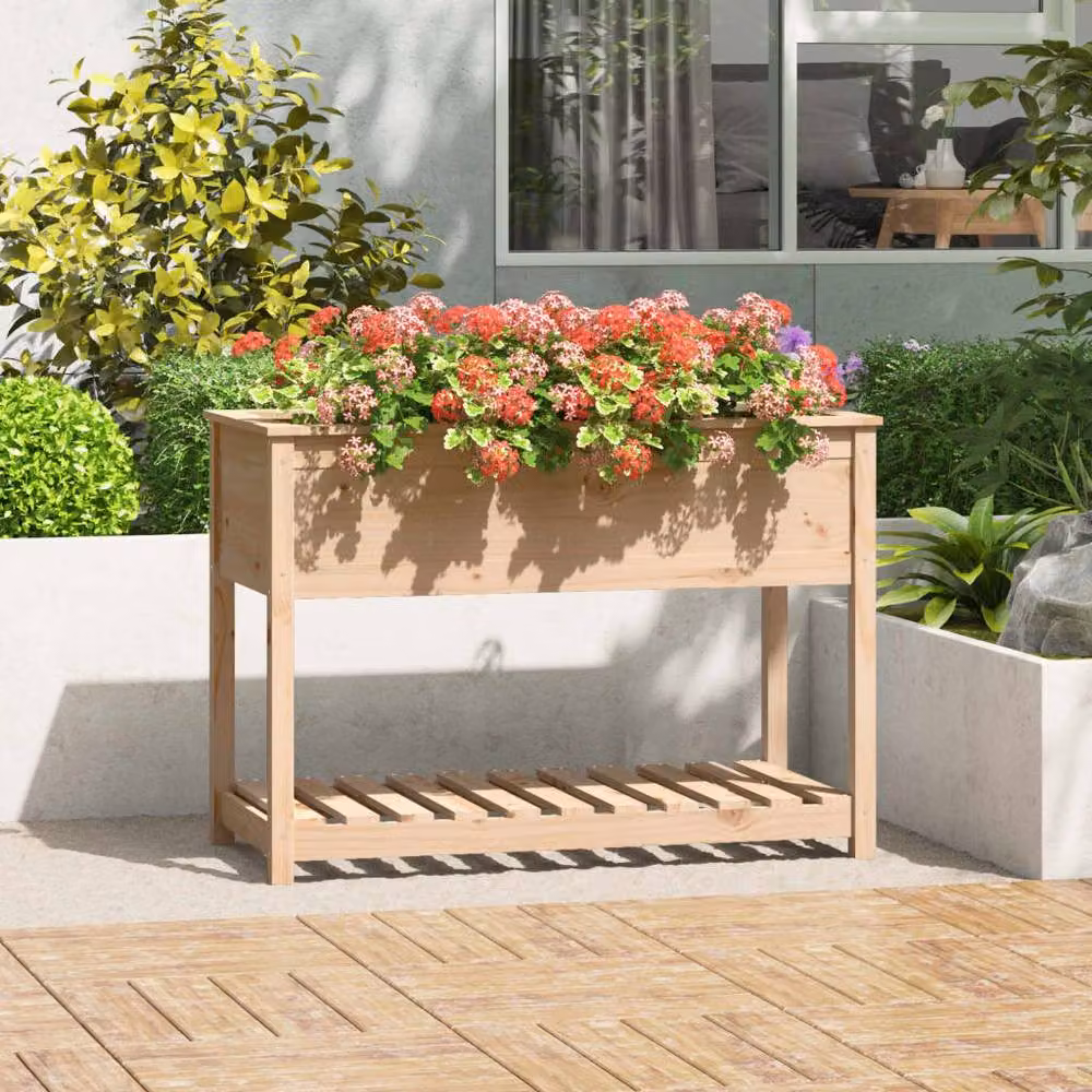 Berkfield Home Wooden Raised Bed Planter in Natural Pine, W/D/H: 111.5 x 54 x 81 cm – 2