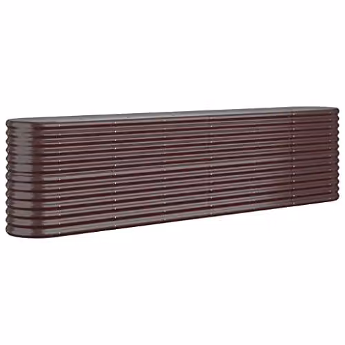 vidaXL Brown Steel Garden Planter Tub W: 260 cm, D: 40 cm, H: 68 cm
