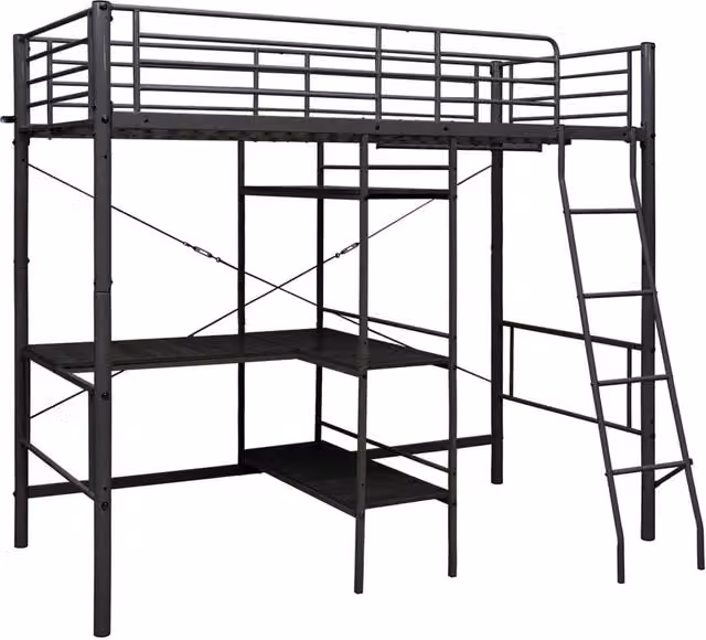 Berkfield Home Black Metal Bunk Bed with Table for Children W/D/H: 90 x 200 cm – 1