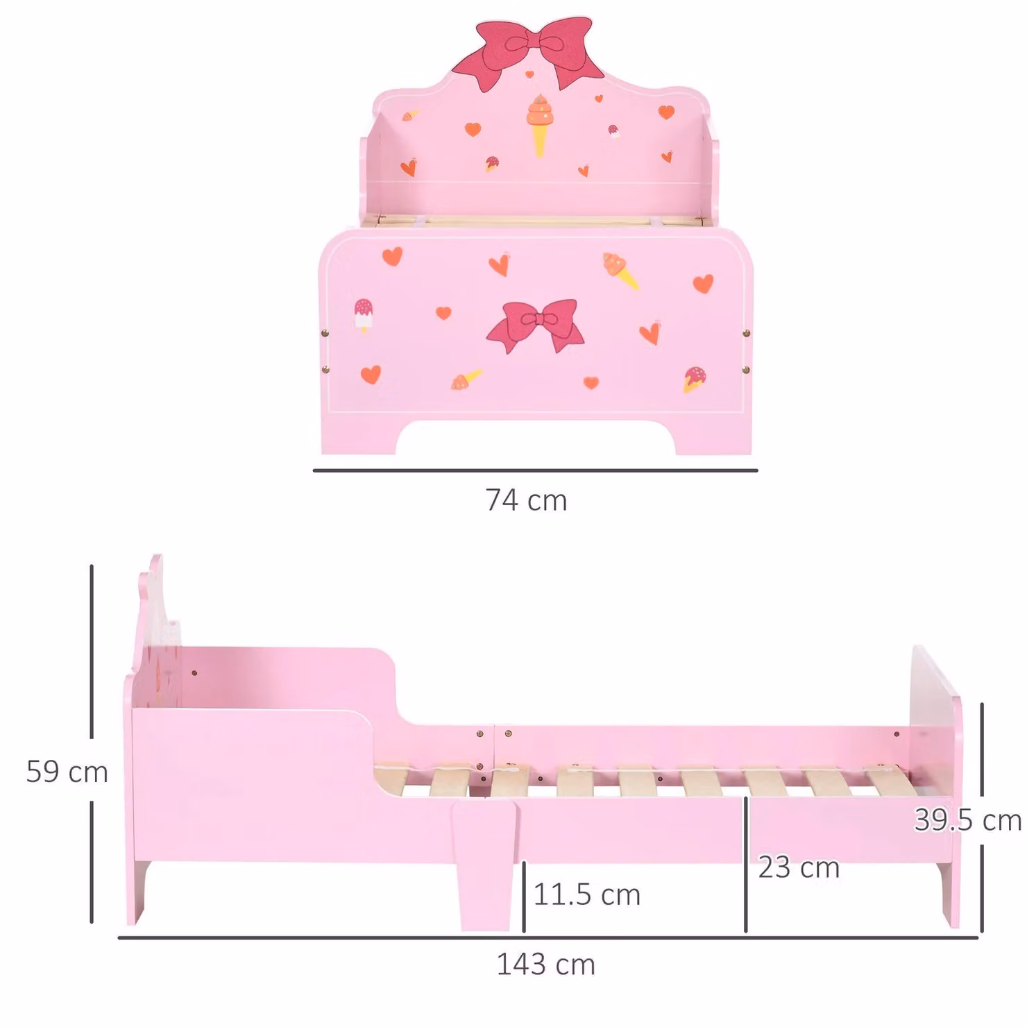 ZONEKIZ Princess-Themed Single Toddler Bed for Children in Pink – 2