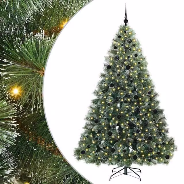 Berkfield Home Artificial Green Christmas Tree with 300 Warm White LEDs, Height: 210 cm