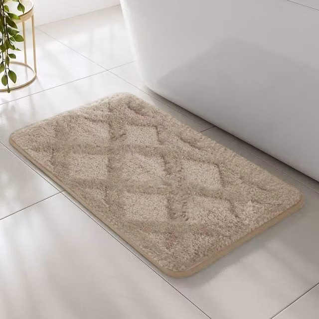 Velosso Knox Microfibre Non-Slip Bath and Pedestal Mat in Natural Beige, Small
