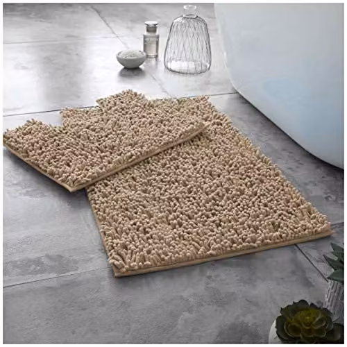Gaveno Cavailia De Lavish Super Absorbent Chenille Loop Bath Mat, Beige, W: 75 cm, D: 50 cm – 1