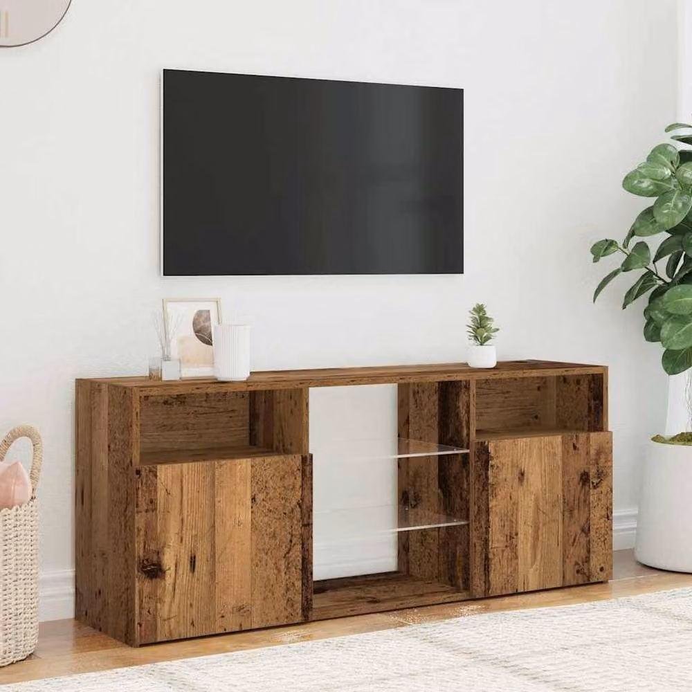 Berkfield Home TV Cabinet with LED Lights in Old Wood Brown, W/D/H: 120 x 30 x 50 cm – 4