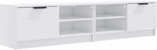 Berkfield Home Set of 2 High Gloss White Modern TV Cabinets, W/D/H: 80 x 35 x 36.5 cm