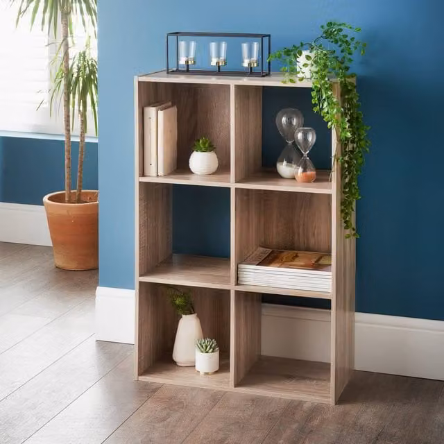 Spot On Dealz 6 Cube Freestanding Bookcase Unit in Oak Brown