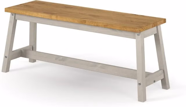 Core Products Corona Live Edge Dining Bench in Grey and Multicolour, W: 122.5 cm