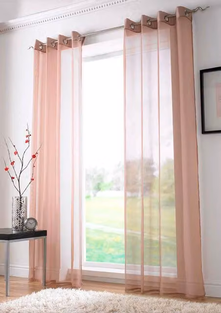 Terrys Plain Single Voile Curtain in Coffee Brown