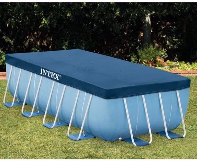 Intex Blue Rectangular Tarpaulin Pool Cover for Debris Protection