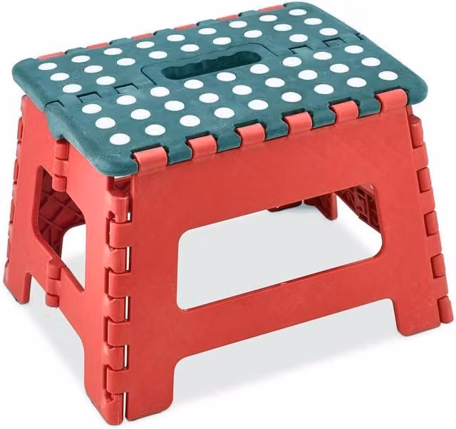 FLAVORA Red Multi-Purpose Foldable Plastic Step Stool with Handle