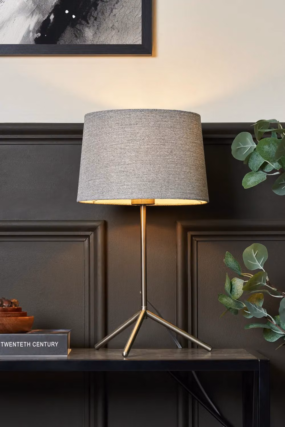BHS Lighting Stassy Tripod Feet Table Lamp in Silver and Grey – 2