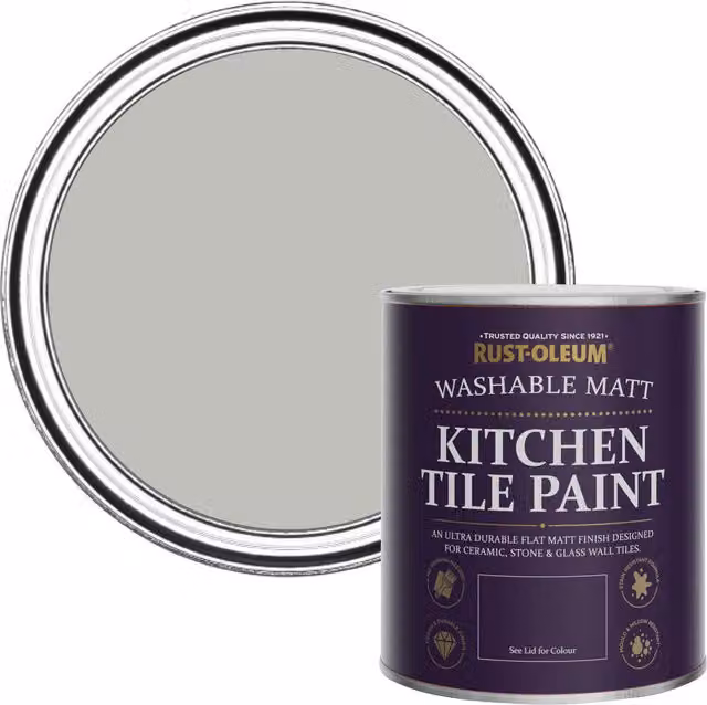 Rust-Oleum Kitchen Tile Paint in Matt Finish, Flint Grey, 750ml