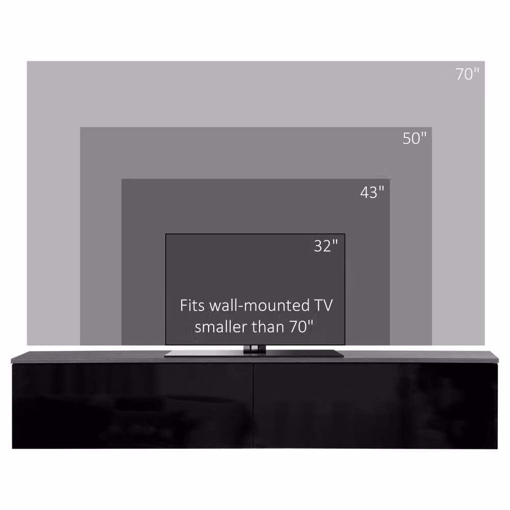 Wyld Haus Elkaro High Gloss Floating TV Bench in Grey and Black for TVs up to 70 inch, W: 160.0 cm, H: 35.0 cm, D: 32.0 cm – 6