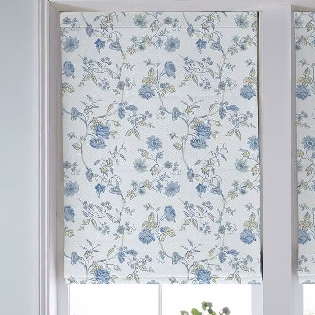 Laura Ashley Rambling Rector Made to Measure Blackout Roman Blind in Blue Sky Floral Textile