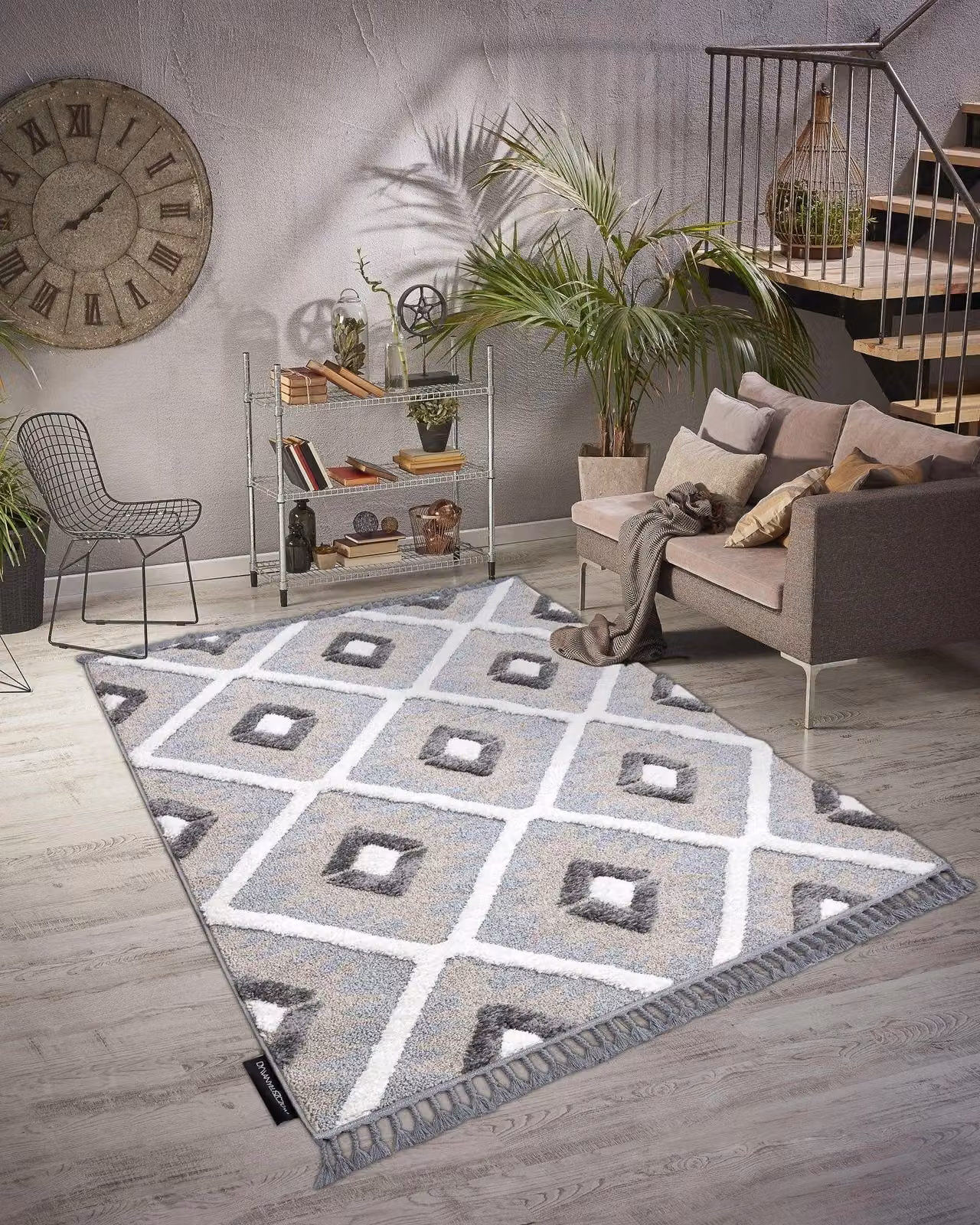RugsX Moroccan Grey Rectangular Rug, W: 120 cm, L: 170 cm – 3