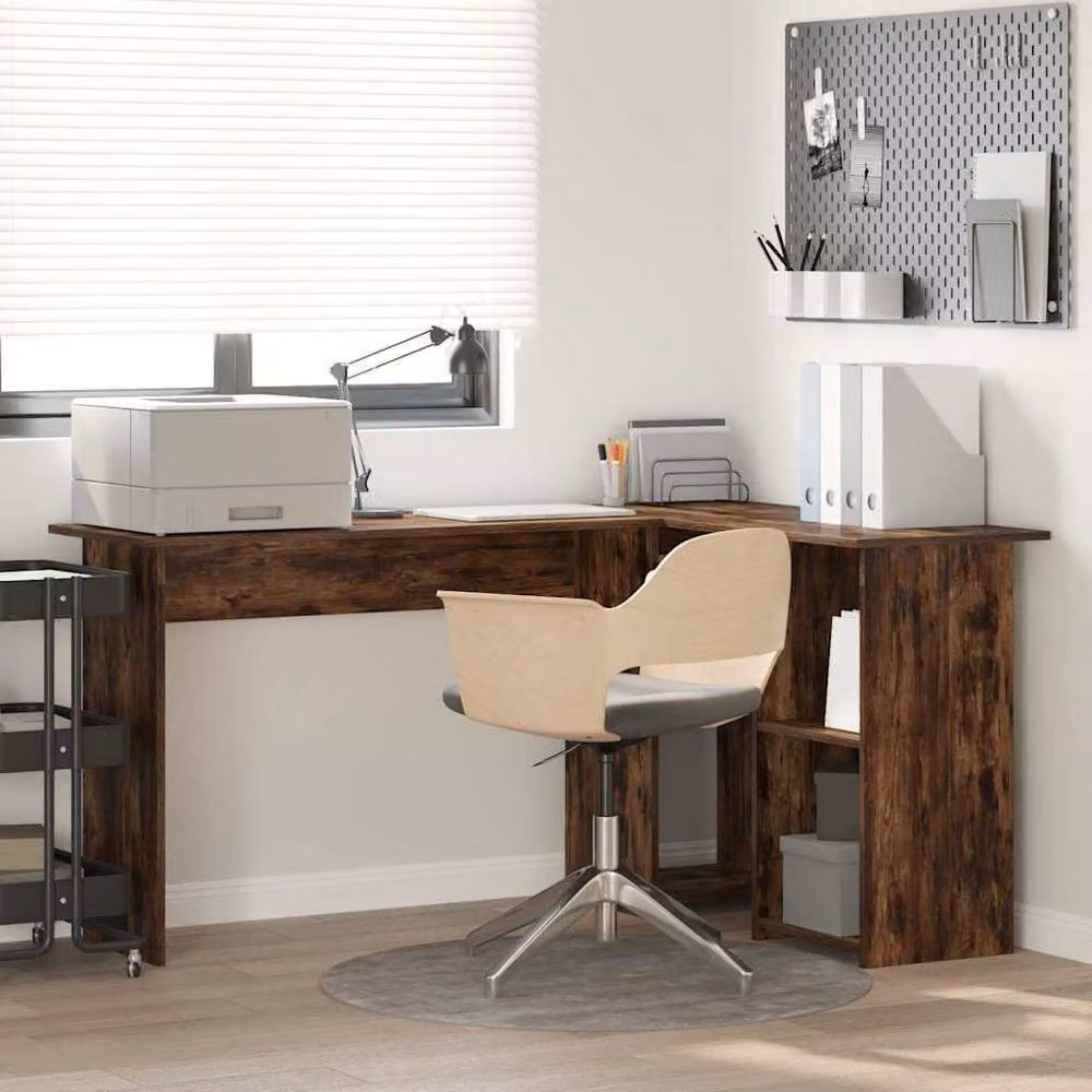 Berkfield Home Smoked Oak Computer Desk in Brown Engineered Wood – 2