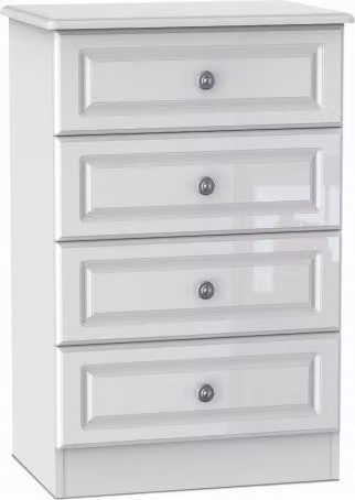 Welcome Pembroke White High Gloss 4 Drawer Midi Chest of Drawers