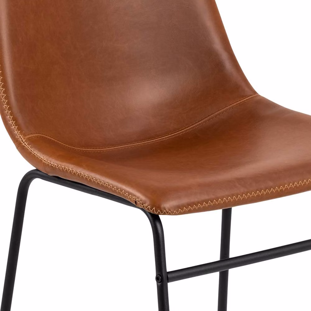 Wyld Haus Set of 2 Bogense Dining Chairs in Tan Faux Leather with Black Metal Cantilever Base – 4