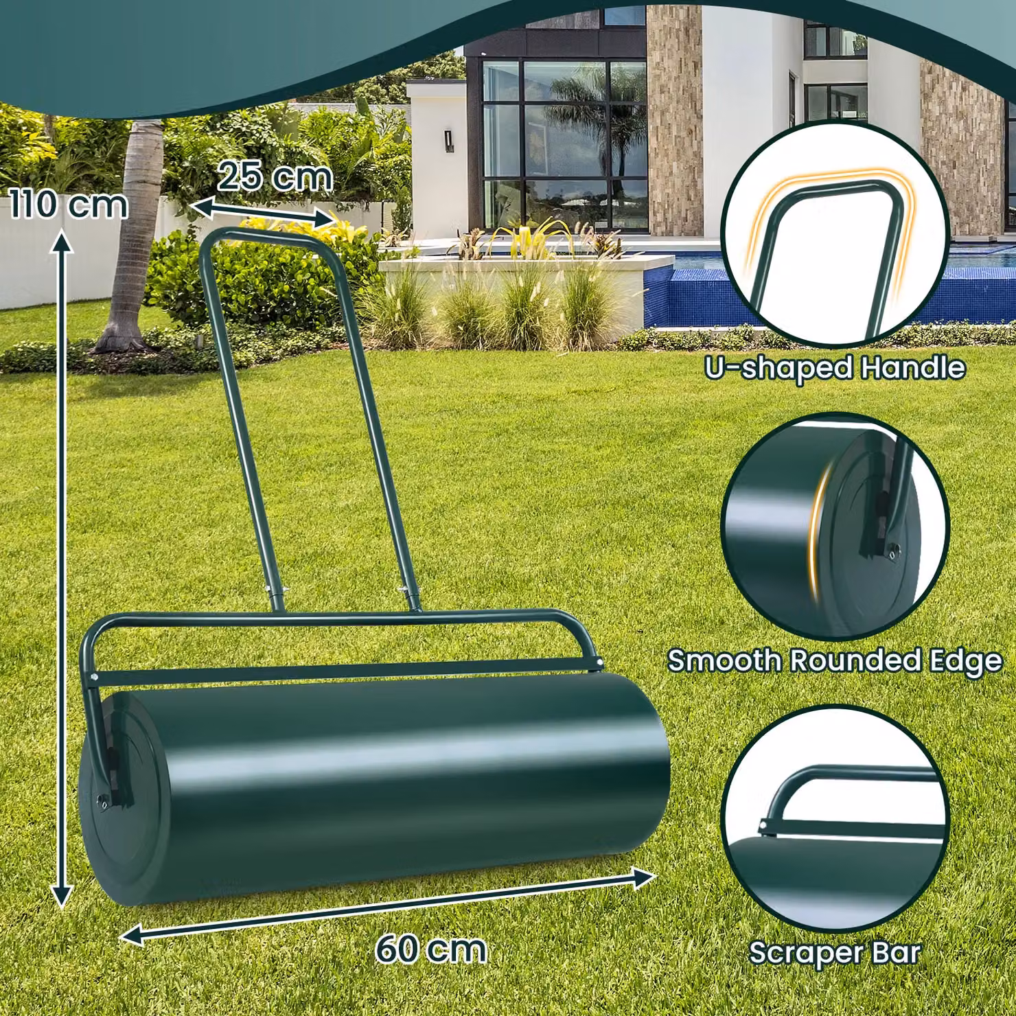 Costway 48 L Heavy-Duty Steel Lawn Roller in Green – 2