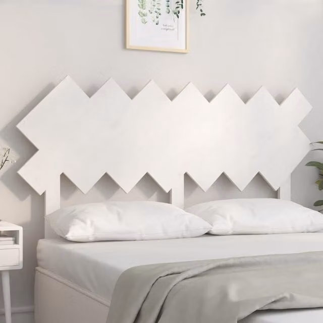 Berkfield Home White Solid Wood Pine Bed Headboard, W: 141 cm, D: 3 cm, H: 80.5 cm
