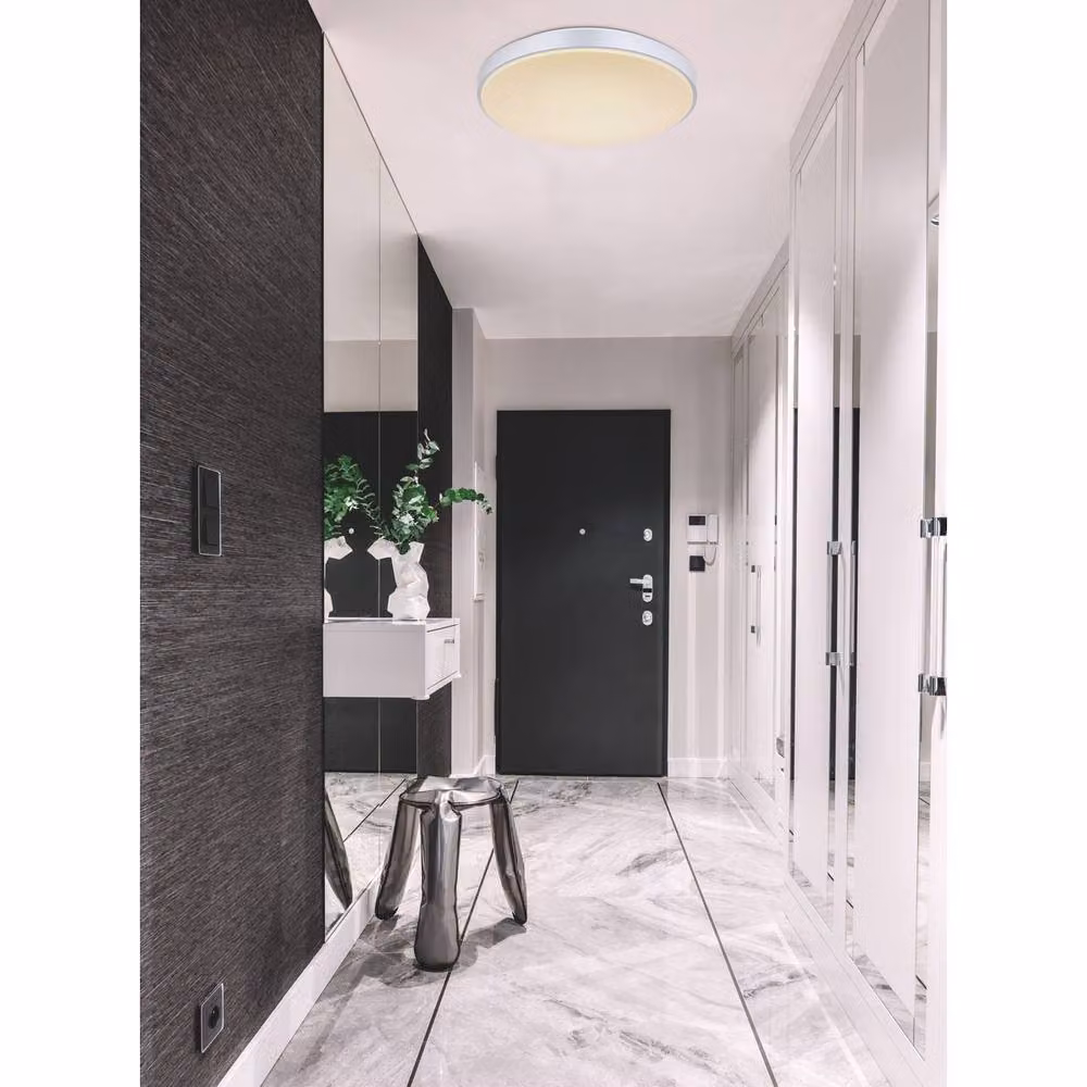 Netlighting Globo Lighting 18W LED Ceiling Light in White and Silver with Remote Control, Dimmable CCT, and Night Light Function, Diameter: 41 cm – 2