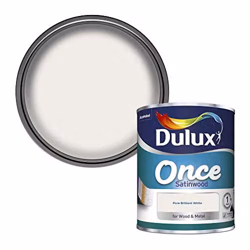 Dulux Once Satinwood Paint for Wood and Metal, White, 0.75 l