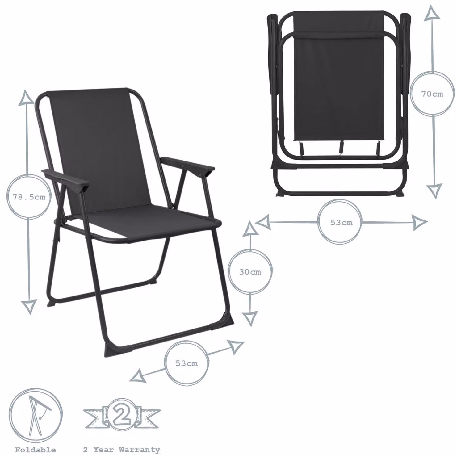 Harbour Housewares Pack of 4 Folding Metal Beach Chairs in Black – 3