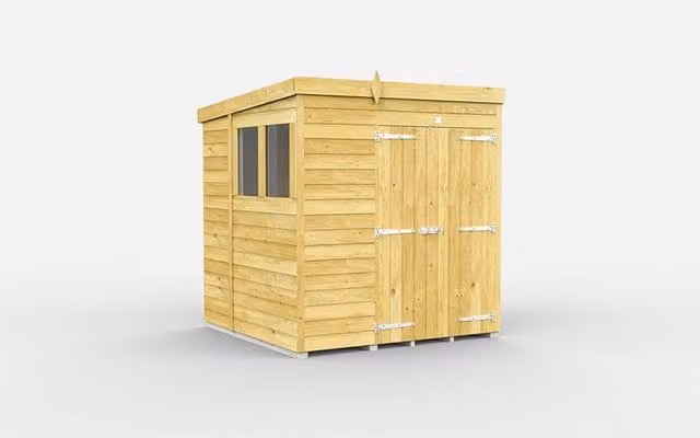 Buttercup Farm Brown Pent Shed with Double Doors and Windows, L178 x W214 x H201 cm