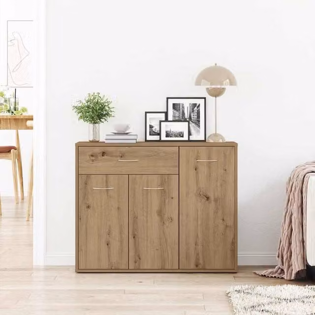 Berkfield Home Artisan Oak Sideboard in Brown, W/D/H: 88 x 30 x 70 cm – 1