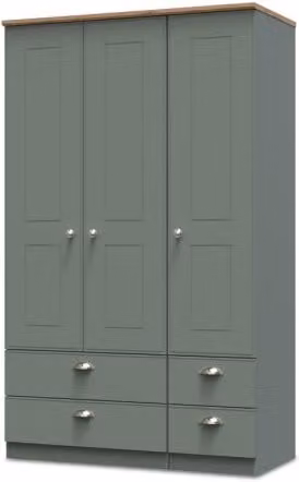 Welcome Victoria Modern 3 Door 4 Drawer Triple Wardrobe in Matt MDF