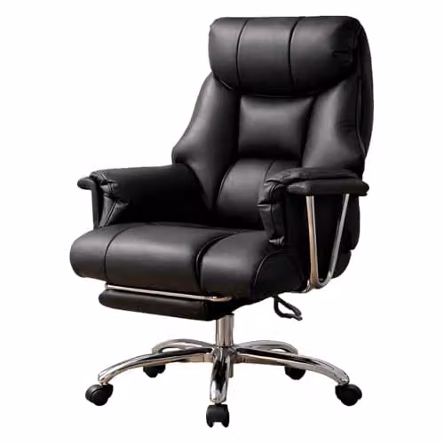 Levede Executive Office Chair in Black with Footrest, Ergonomic PU Leather Recliner and 360 Degree Swivel – 1