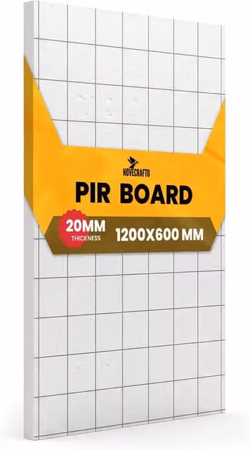 Novecrafto Thermal PIR Insulation Board with Aluminium Foil, White, W/D/H: 1200 x 600 x 20 mm – 1