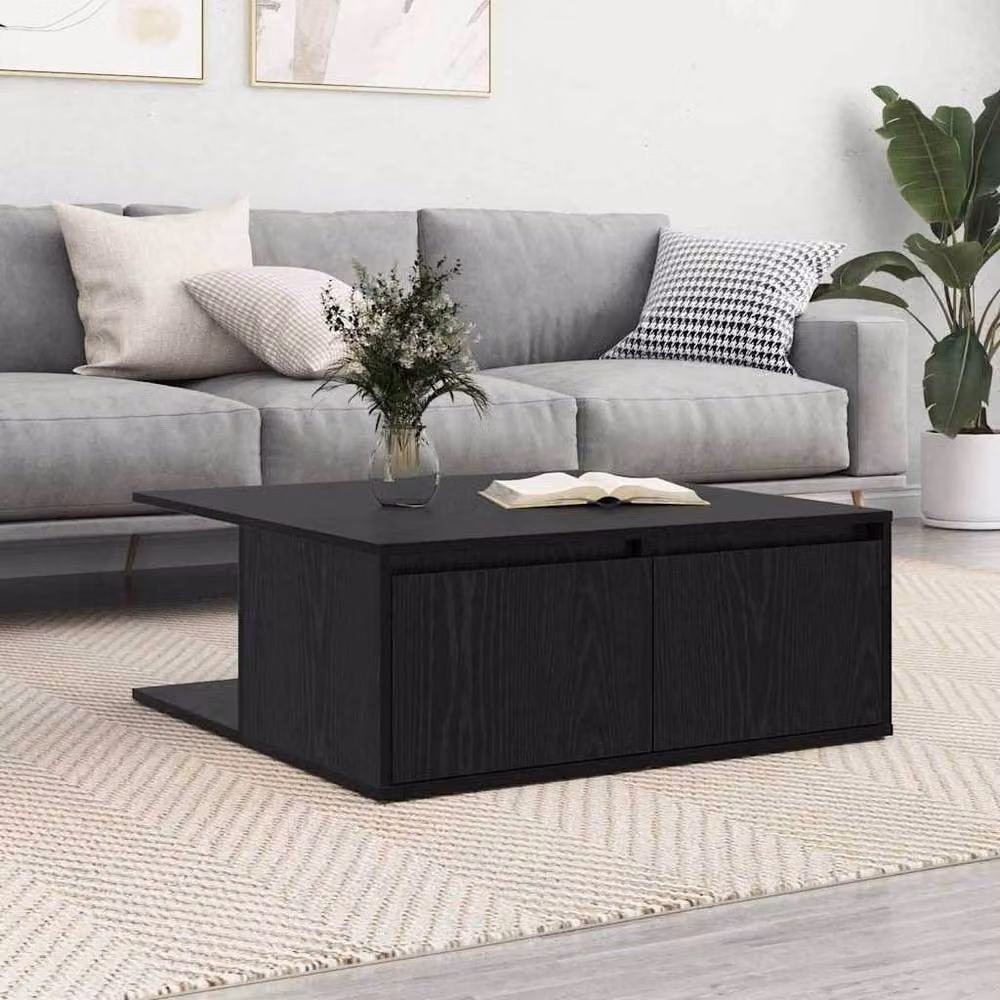 Berkfield Home Black Oak Coffee Table, W: 80 cm, D: 80 cm, H: 31 cm – 2