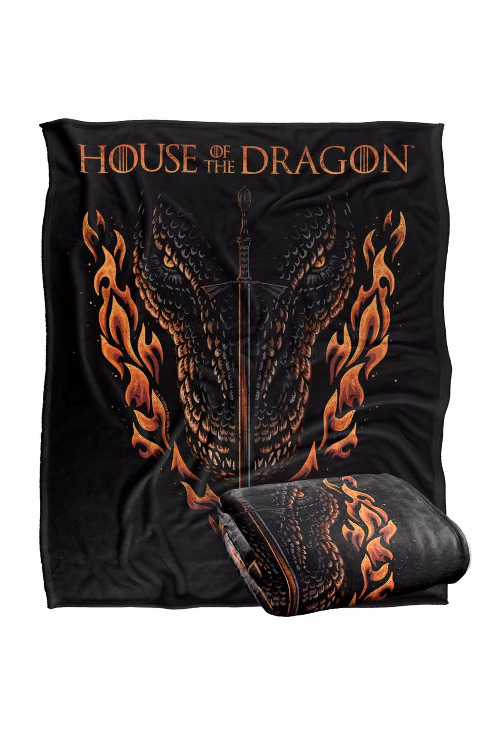 LOGOVISION House of the Dragon Fire, Sword and Dragon Super Soft Fleece Throw Blanket, Multicolour, W: 152 cm, D: 127 cm – 7