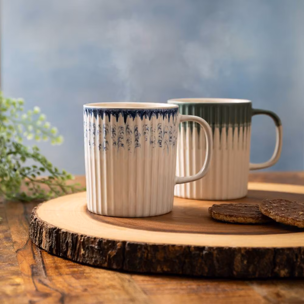 Mikasa Set of 4 Mid Blue Textured Stoneware Mugs – 3