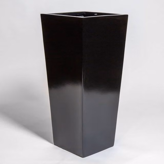 Primrose Black Gloss Polystone Tall Flared Square Planter, Height: 90 cm – 1