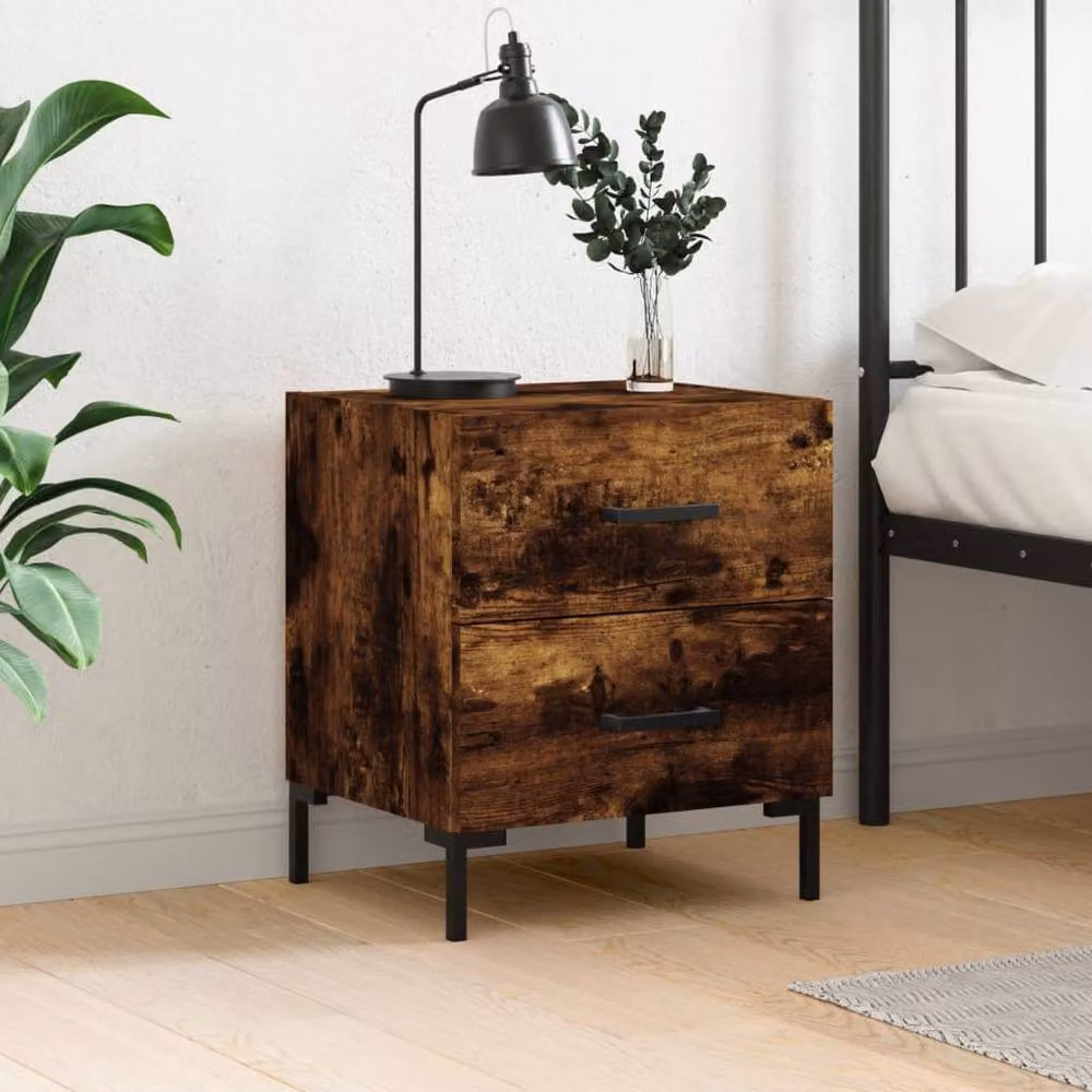 Berkfield Home Bedside Cabinet in Smoked Oak Brown, W/D/H: 40 x 35 x 47.5 cm – 2