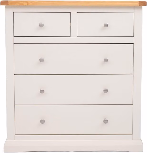 Cabinet Bits Castelli 5 Drawer Chest of Drawers in White with Chrome Knobs